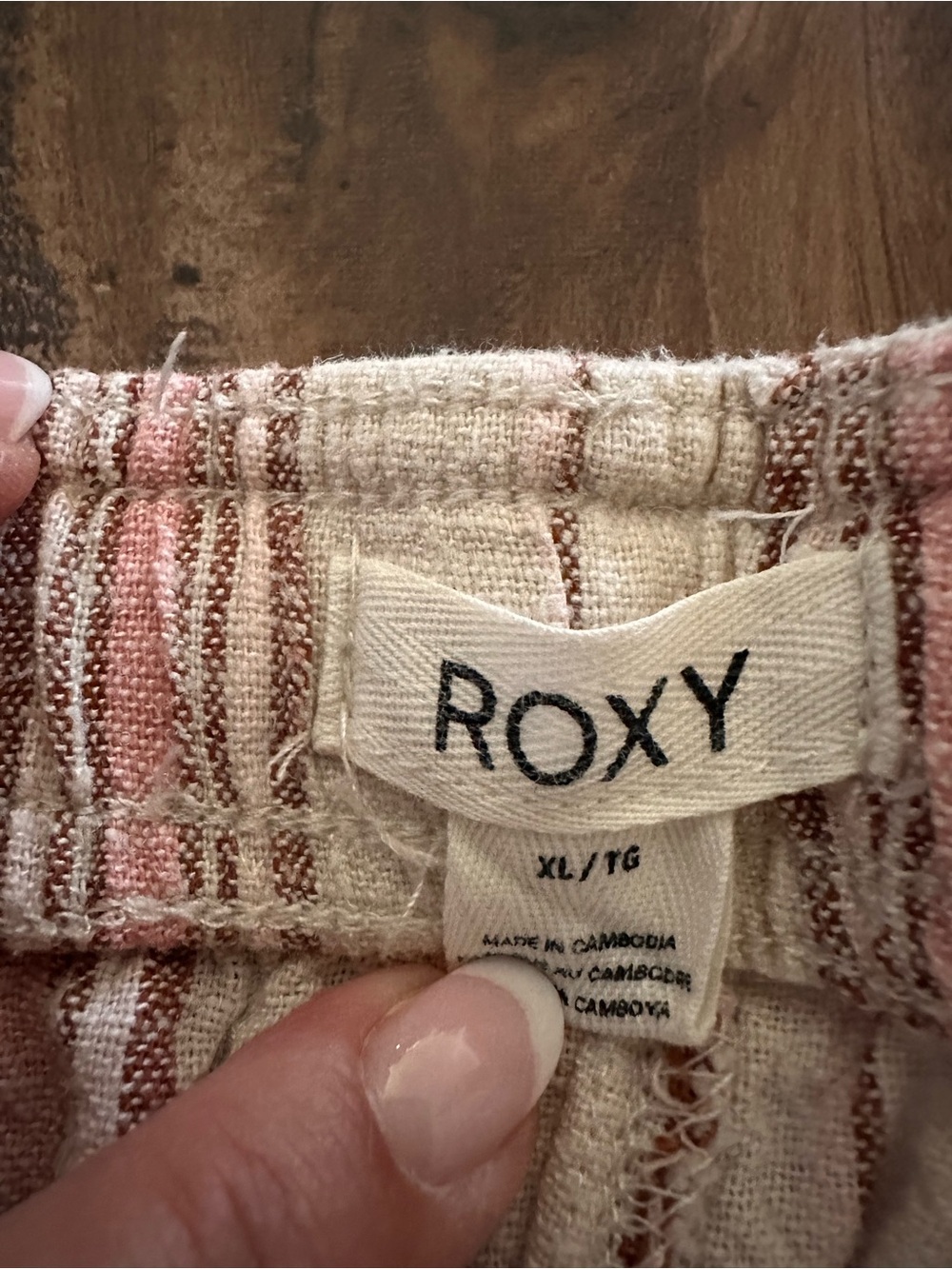 Roxy Girls Cream and Pink Striped Shorts